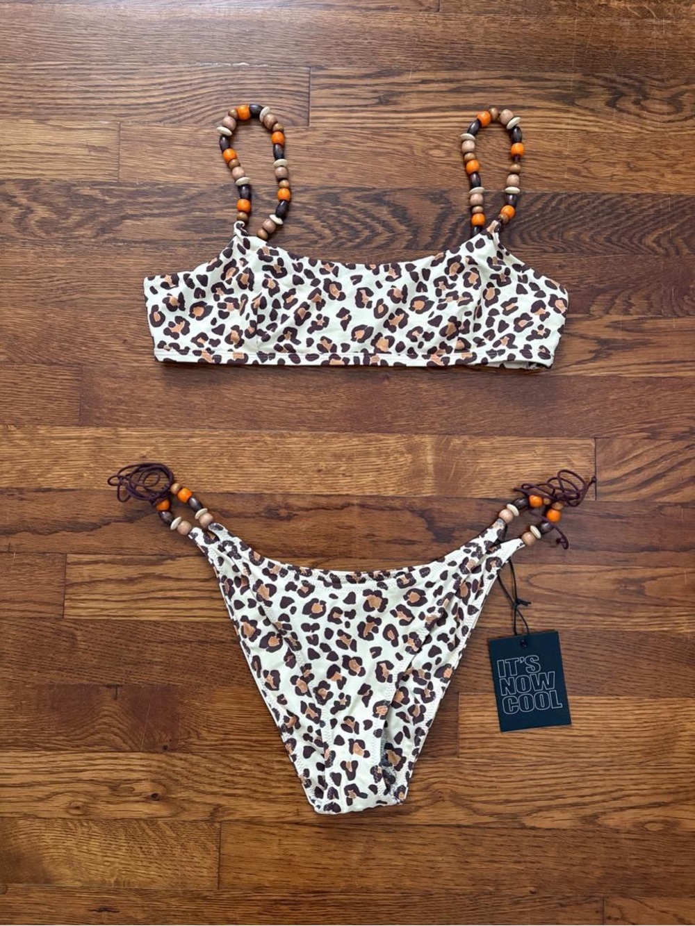Free people It's Now Cool leopard print bikini set with beaded straps